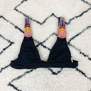 Mara Hoffman Black Beaded Bikini Top